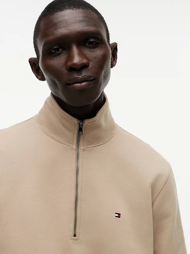 Flag Embroidery Terry Quarter-Zip Sweatshirt