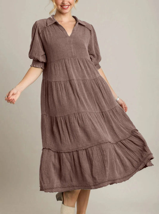 Damen Maxikleid mit V-Ausschnitt und Stufenrock (2 kaufen, kostenloser Versand)