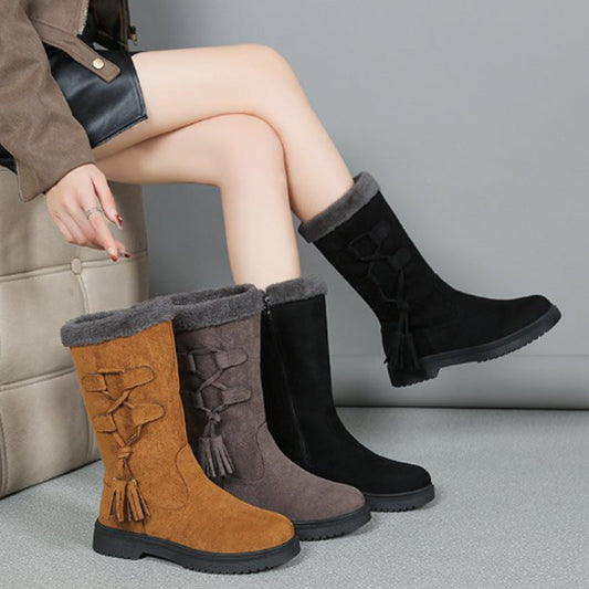 Damen Warme Wadenhohe Stiefel mit seitlichem Reißverschluss 🔥Direkt 50% Rabatt, Preis-Leistungs-Sieger! Dieses Angebot ist der Hammer!