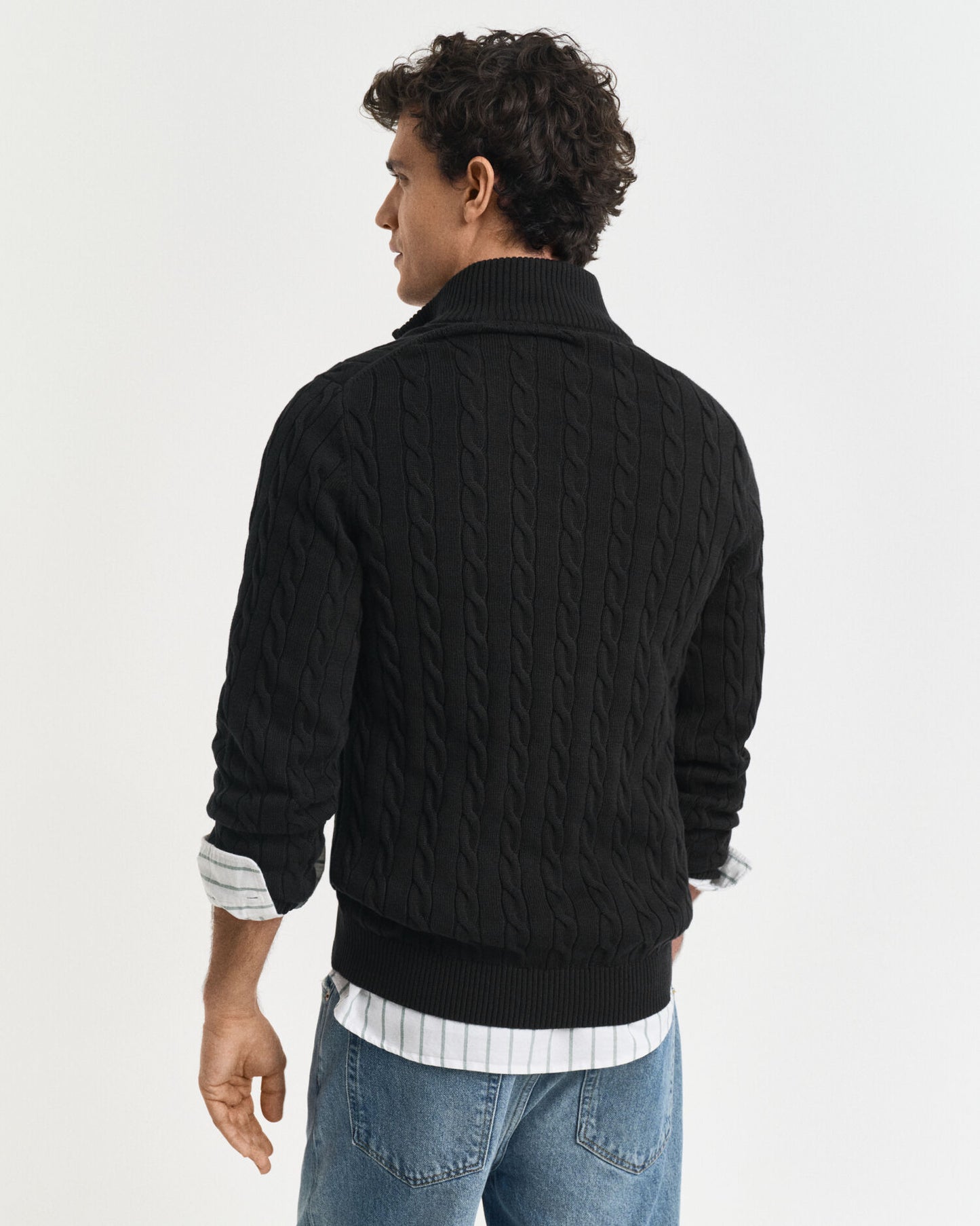 Cotton Cable Knit Half-Zip Sweater